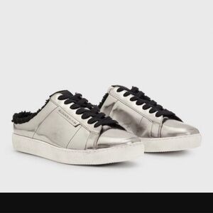 All Saints Metallic Silver Sheer Sneaker Mules